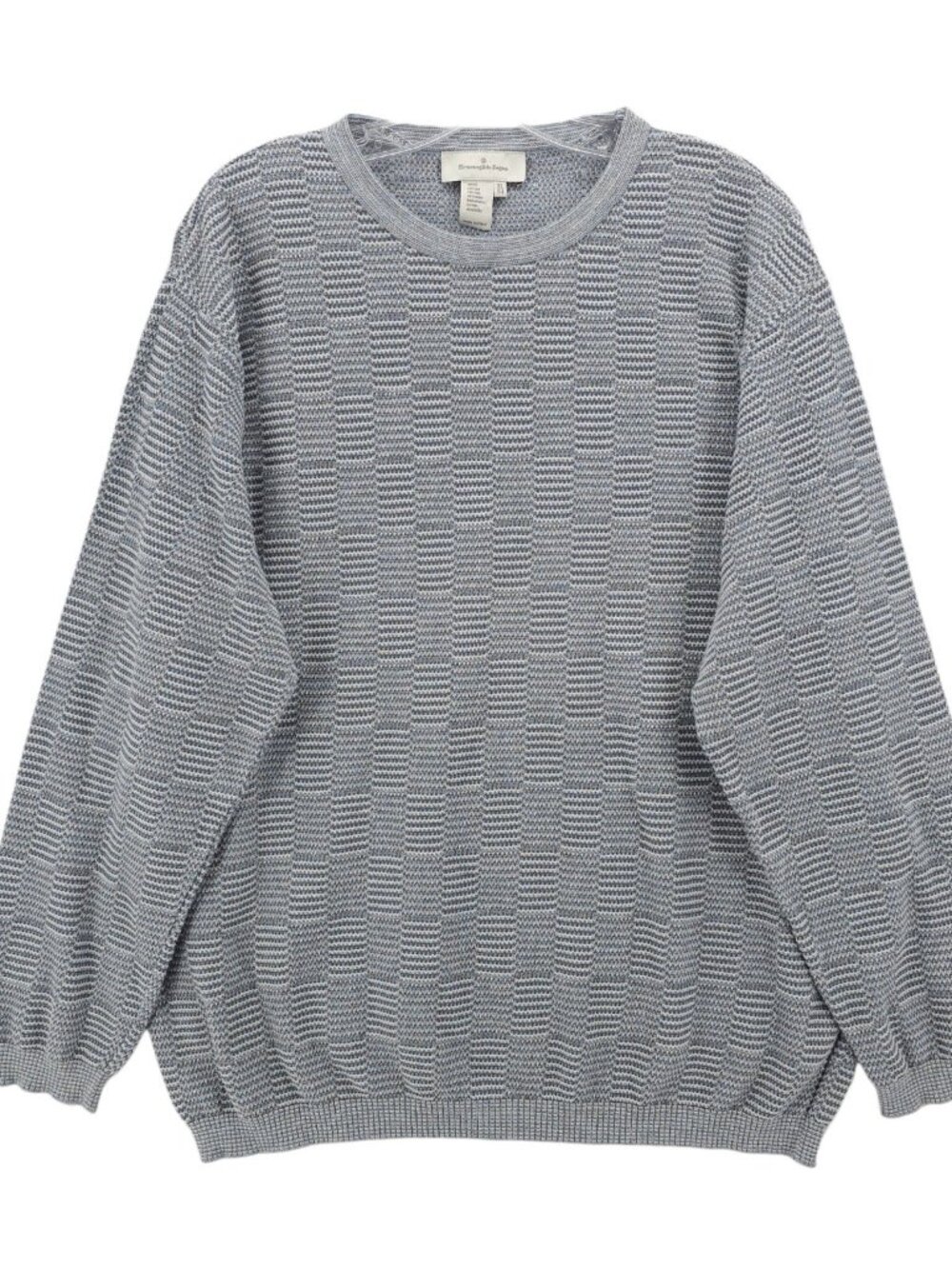 ERMENEGILDO ZEGNA Sweater 100% Cotton Crew Neck Textured Knit Size 54 - XL